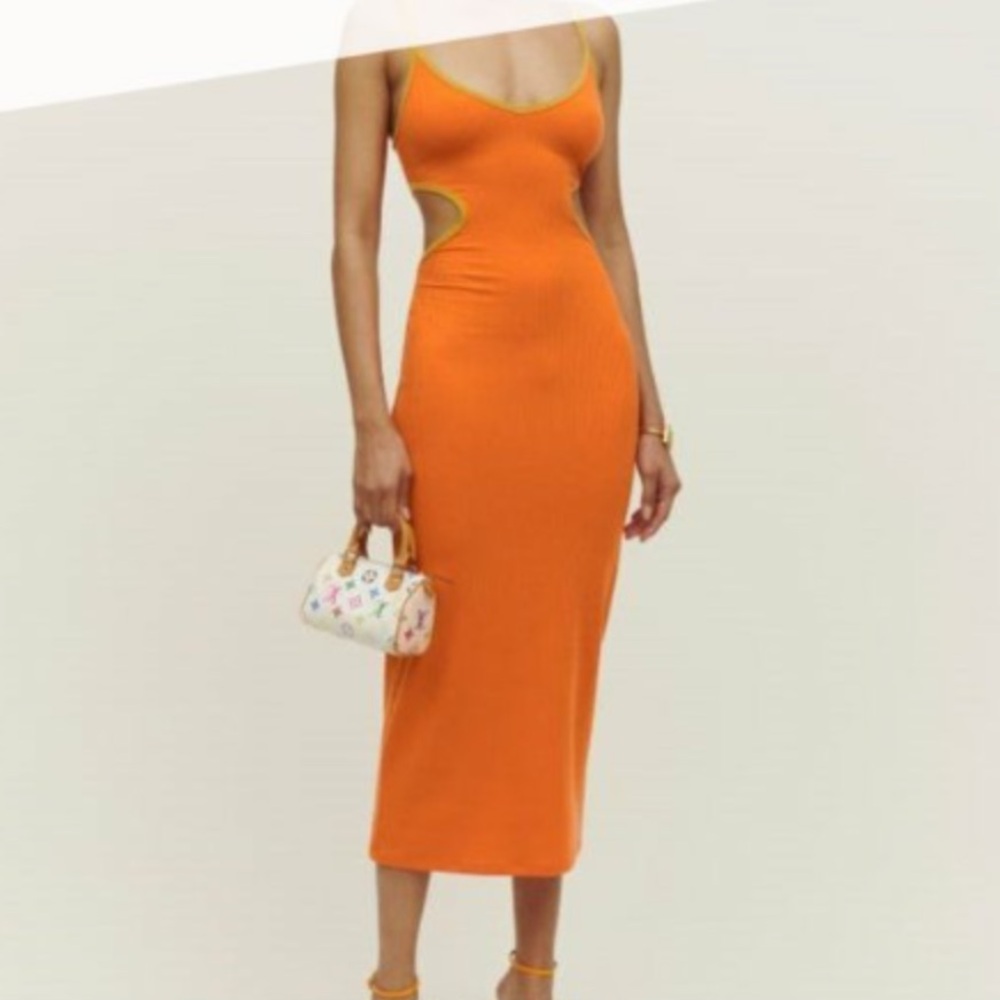 Reformation Orange Cutout dress
